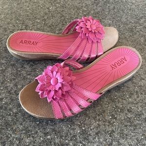 Maui by Array, Pink Leather Slide with Flower, size 8